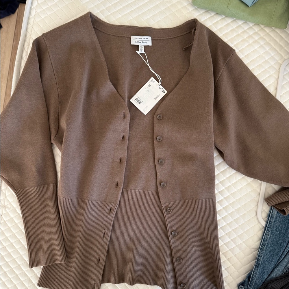 Brown Button-Up Women's Sweater